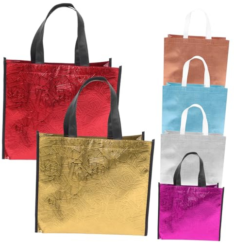Ciieeo 6 St Återanvändbara Shoppingpåsar i Färgglad Aluminiumfolie med Handtag Bärbara Presentpåsar för Födelsedag Bröllop och Jul Slitstarka och att Förvara