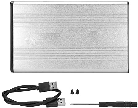 Carcasa HDD de 2,5 pulgadas, 5Gbps, 2TB de capacidad, carcasa antiestática para disco duro con interfaz USB3.0, OS X Vista, ligera y portátil (Plata)
