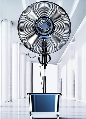 Ventilatore Industriale a piedistallo Ventilatore nebulizzante da Terra per carichi Pesanti con Serbatoio dell'Acqua e Ruote, Ventilatore da Pavimento oscillante a 3 velocità per Interni Esterni