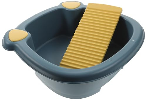 GETAJGHSD Babywaschbecken mit Waschbrett Kunststoff Kinderwaschbecken für Babypflege und Handwäsche Tragbares Waschbecken für Gesicht Hände und Kleidung Dunkelblau Zufällige Zufällige Farbe