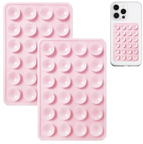 Générique Lot de 2 Supports de Téléphone à Ventouse en Silicone, Adhésif en Silicone, Antidérapant pour Téléphone Portable, Support Solide pour Selfies et Vidéos (Rose*2)