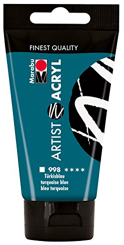 Marabu 12200002998 - Artist Acryl türkisblau 75 ml, feine Acrylfarbe in Künstlerqualität, auf Wasserbasis, pastose Konsistenz, hoch pigmentiert, sehr gute Brillanz und Deckkraft