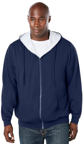 Boulder Creek by KingSize Men's Big & Tall Full-Zip Thermal Hoodie - XL, Navy