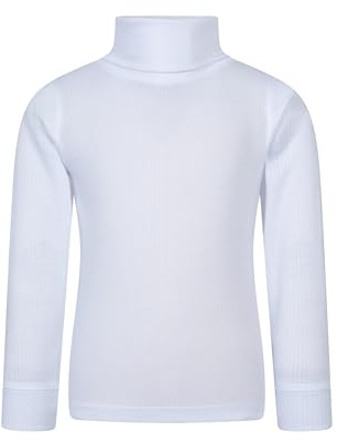Mountain Warehouse Talus Pull col roulé Enfant-Haut Respirant, sous-Pull léger à col roulé, vêtement Hiver, Couche Thermique Chaude Fille et garçon - Marche, randonnée Blanc 7-8 Ans