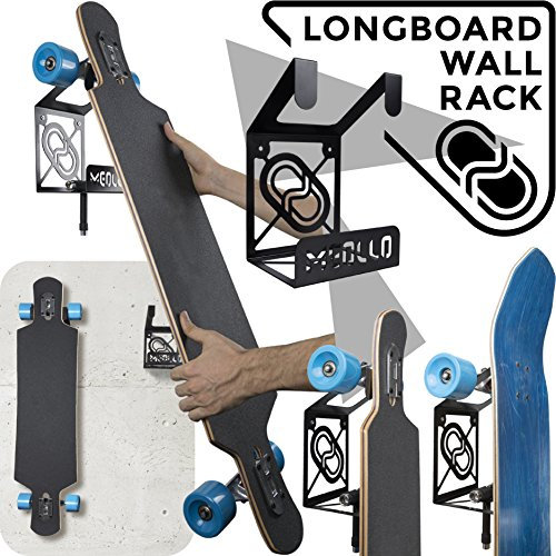 MEOLLO Longboard Wandhalterung (100% Stahl) (2 x Schwarz)