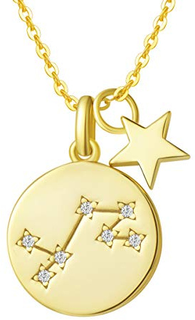 FANCIME Skorpion Sternzeichen Kette aus Solide 925 Sterling Silber mit Gold Vergoldet Anhänger Halskette Einfach Minimalistisch Geschenk Schmuck für Damen Mädchen - Verstellbar Kettenlänge: 40 + 5 cm