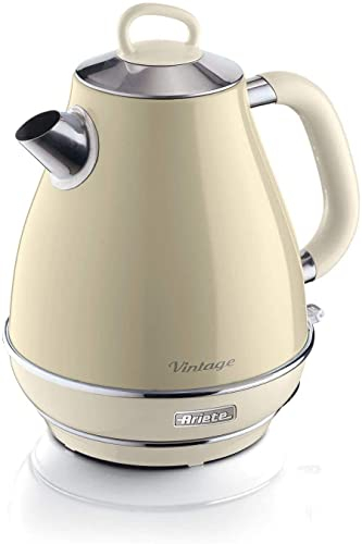 Ariete Retro Style Cordless Jug Kettle, Cool to Touch Exterior and Removable Filter, Water Indicator at Eye Level, Vintage Design, 2000 W, 1.7 litres, Beige