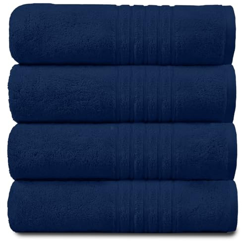 GC GAVENO CAVAILIA Asciugamani morbidi per il bagno – Set di asciugamani in cotone egiziano – Asciugamano da palestra altamente assorbente – 4 Pk salviette asciugamani blu navy