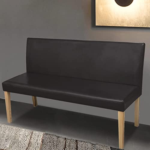 Makastle klassischen-Design Bank mit Rückenlehne, Sitzbank Esstisch Bank Esszimmersitzbank Sitzbank Küchensitzbank Polsterbank für Esszimmer Wohnzimmer Flur, 139,5 cm Dunkelbraun Kunstleder