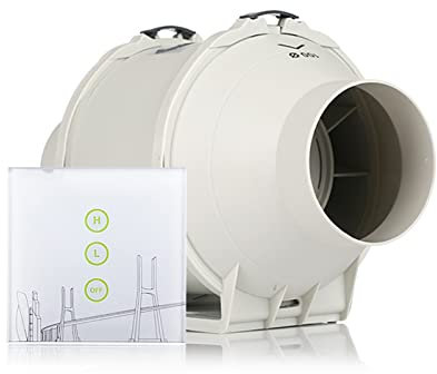 oiakus Inline Duct Fan Exhaust Fan, 4in Extractor Fan with Wireless Switch Exhaust Blower Vent Air Extractor, High Efficiency Duct Fan Booster for Kitchen, Bathroom, Office, Hotel