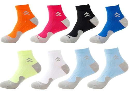 Tlynsnil Sneaker strumpor herr dam sportstrumpor 8 par, sneakerstrumpor vadderade löparstrumpor bomull unisex korta strumpor andas ankelstrumpor, Blandade, Small-Medium