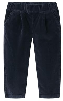 Mud Kingdom Outdoor Trousers Little Boys Girls Corduroy Pants with Pockets Elastic Waist Straight Fit Flat Front Dark Blue 4 Years