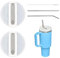 ZOCONE 2 PCS White Stanley Cup Lid with 2 Stainless Steel Straws+Brush, 40oz Stanley Lid Replacement, Spill Proof Splash Resistant Lids Replacement Cup Tumbler Compatible with Stanley, with Straw Hole