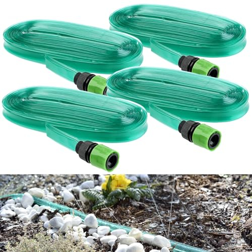 Royal Gardineer Gartensprenger Schlauch: 4er-Set Schlauch-Regner zur Garten-Bewässerung, flach, 7,5 m (Schlauch Bewässerung Löcher, Gartenbewässerung Sprühschlauch, Gewächshaus)
