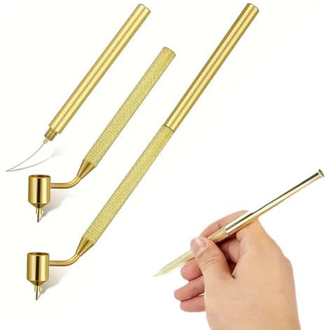 2 pezzi Penna per Pittura Fluida Inclinata, Painting Pen Vintage a Punta Fine in Alluminio Penna Scrittura per Vernice Strumento Disegno Portatile 0,5 + 0,7mm per Calligrafia E Riparazione di Graffi