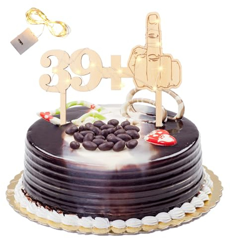 Koboko Tortendeko 40 Geburtstag Deko mit Led Lichterkette, Holz Tortendeko 40 Geburtstag Frau Mann, Glitter Kuchendeko 40. Geburtstagdeko Mann, Cake Topper 40 Jahre Frauen Deko