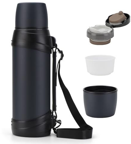 Thermos pour café de 84oz/2,5L de grande capacité en acier inoxydable avec poignée pour le voyage, la randonnée, la pêche et le camping