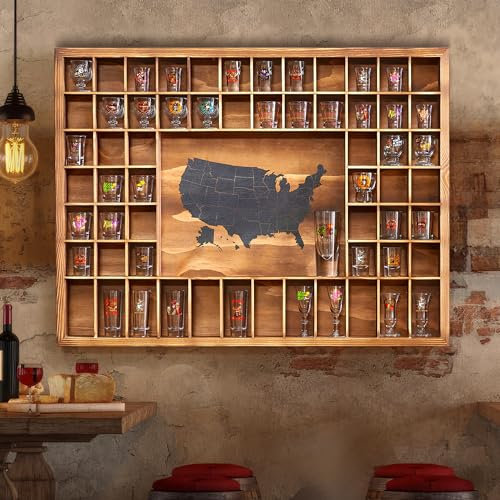 Large United States Map 76 Slots Shot Glass Display Case