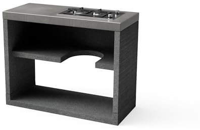 TUOZI - Módulo Stand NEGRO VENIT Gas 110 para Barbacoa de Obra Prefabricada (Gris oscuro - 110 x 47 x 47 cm) - Uso en Exteriores