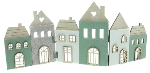 FRANK FLECHTWAREN Häuser Nachbarschaft, MDF, Filz, Metall Maße: 49 x 20 cm