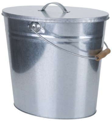 Kamino-Flam Cubo de Cenizas, Chapa de Acero galvanizado, Plata, 15 litros