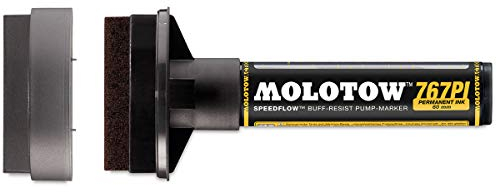 Molotow Masterpiece Speedflow Permanentmarker 767PI (Strichbreite 60 mm, Spezialtinte mit synthetischem Bitumen, hochdeckend, schnell trocknend, glänzend, nachfüllbar) 1 Stück kupferschwarz