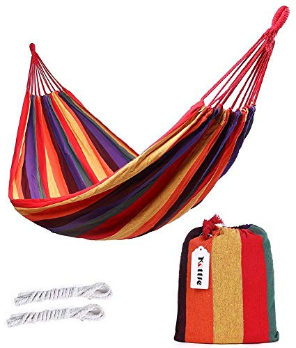 ValueHall Outdoor Soft Cotton Fabric Brazilian Hammock Double Wide 2 Person Travel Camping Hammock (Orange) V7010
