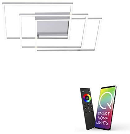 Paul Neuhaus Q-Inigo LED Deckenleuchte smarthome CCT Farbtemperatur 60x60 | Alexa fähig, Dimmbar mit Fernbedienung, CCT-Farbtemperatur einstellbar, Wandleuchte