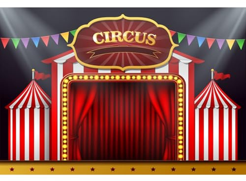 YongFoto 3x2,5m Vinile fondali fotografici Tema del circo Compleanno sullo sfondo Tenda da circo Banner Circo Baby Shower Sfondo foto Studio Fotografico Decorazione del Partito Fondale foto