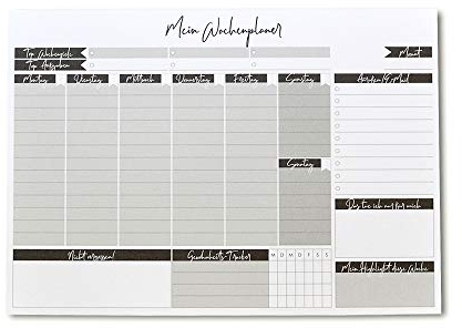 FEENSTAUB Wochenplaner Papier-Block A4 ohne festes Datum, 50 Blatt zum Abreißen, Terminplaner mit Gewohnheits Tracker, Wochenplaner Schreibtischunterlage, Schreibblock, Notizblock