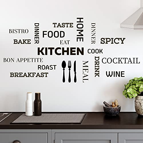 Kitchen Lettering wall Art Stickers Quotes Sticker Sign Quote Family Walls Inspirational transfers Coffee Signs Vinyl Decal Mural Decoration Decor Home Words Decals Dining Room Saying Print Removable