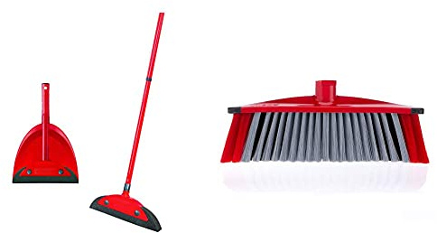 Vileda Superfeger Classic Besen, Eco-Pack, mit dreiteiligem Stiel und Superfeger Classic Kehrset & 3Action Besen - Kombination von 3 Borsten - für Staub, groben Schmutz und Haare und für Ecken