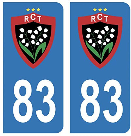 HADEXIA Autocollant Stickers Plaque immatriculation Voiture Auto 83 Club RCT Rugby Club Toulonnais Bleu Foot
