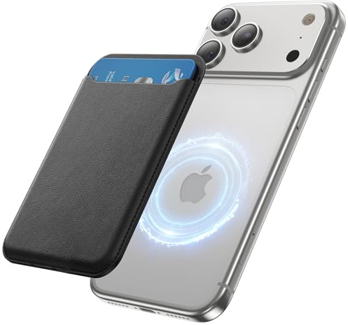 for MagSafe Wallet, 3 Card Holder, Magnetic Slim Phone Wallet for iPhone 17/16/15/14/13/12 Pro Max Plus Air Series,RFID Blocking Vegan Leather, Black