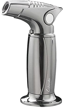 Ausemo Sigaro Accendino Blocco della Fiamma Continua Cannello da Cucina Fiamma Regolabile per Barbecue, Cottura, Artigianato, Saldatura Fai-da-Te (Gas Butano Non Incluso),Gray