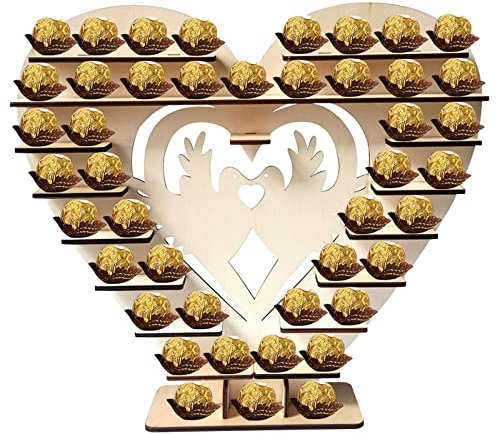 Hölzerne Liebes-Schokoladenständer-Verzierung Herzförmige Schokoladenständer-Schokoladenverzierung Schreibtisch Ablagen Gold (A, One Size)