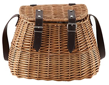Weiden-Picknickkorb, Angelkorb, Tragbarer Geschenkkorb mit Deckel und Schultergurt