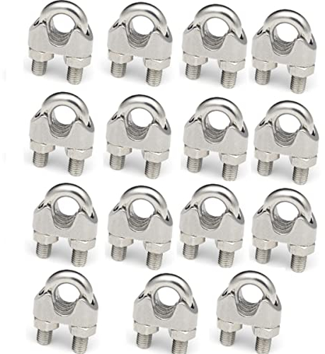HOUSON Pack of 15 Stainless Steel Wire Rope Clamps for Steel Cable Washing Line Wire Rope Cable (M2)