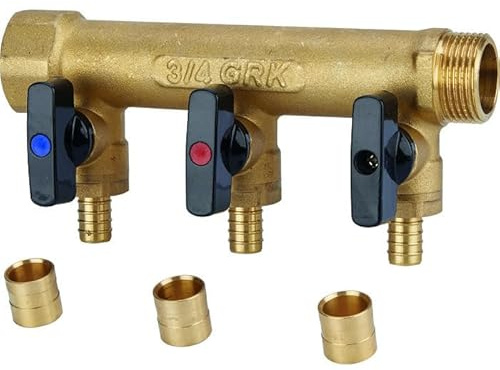 Collecteur avec vannes PER à glissement - GRK - M/F 3/4 - Diamètre 12 mm - 3 sorties