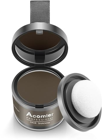 Acomler Instantly Root Touch Up Hair Color Hairline Shadow Powder,Root Cover Up,Dark Brown for Thinning Hair, Grey Hair Coverage Hair Powder for Women with Eyebrows,Beard Line,Bald Spots (Dark Brown)