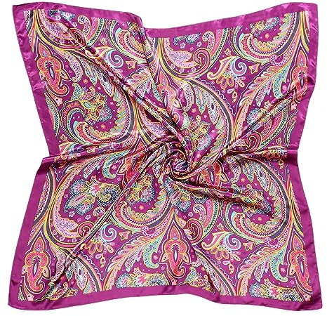 DRESHOW Pañuelos Satén Cuadrados Grandes Pelo Accesorios Seda de Playa Estampado Clásico para Mujer