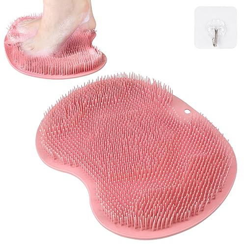 ACWOO Fotborste stor, fottvätt fottvätt tvätt bad massage dyna med halkfria sugkoppar, fotbad fotmassageapparat dusch fottvättsmatta fotmassage för pedikyr, fotvård avkoppling (rosa)