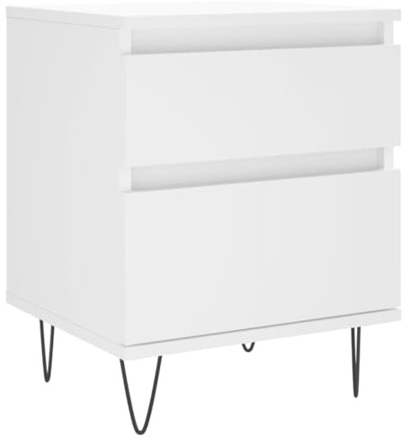 vidaXL Nachttisch, Nachtschrank mit viel Stauraum, Kommode für Schlafzimmer, Nachttischschrank Beistelltisch Aufbewahrung Nachtkästchen, Weiß Holzwerkstoff