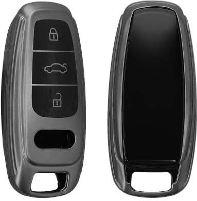 kwmobile Schlüsselhülle für Audi A6 A7 A8 Q7 Q8 3-Tasten Autoschlüssel Keyless Hülle - Autoschlüssel Schlüssel Hülle aus TPU Silikon - Schlüsselschutz Gehäuse in Schwarz matt Schwarz