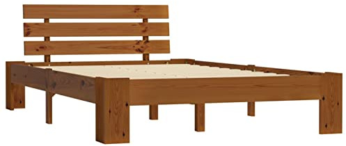 Gecheer Struttura Letto Moderno Singolo in Legno di Pino Marrone Miele, 120x200 cm, Letto Piazza e Mezza