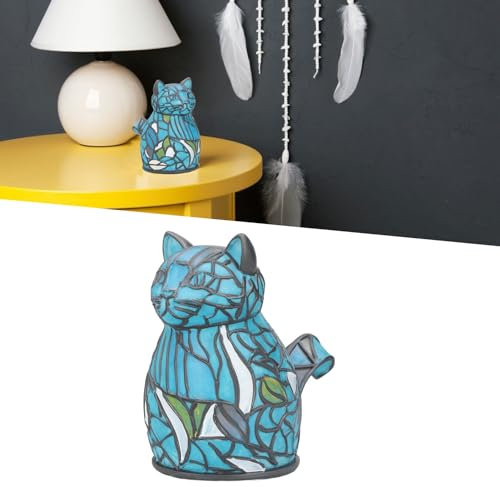 BFYDOAA Tischlampe mit Katzenfiguren aus Gebeiztem Kunstharz, Kleine Tier-Nachtlichtserie, Dekorative Schreibtischlampe für Zuhause, Schlafzimmer, Nachttisch, Arbeitszimmer
