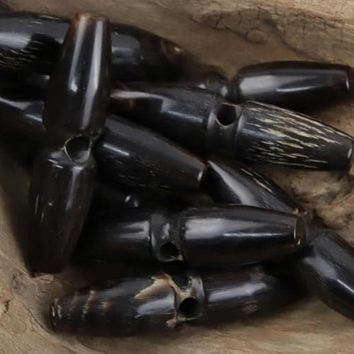 ZAZUZU 60 mm 6/12 Stück Kaffeebraun 100% echtes Horn Knebelknöpfe 1 Loch große Olivenform Büffelhorn Mantelknöpfe zum Nähen Stricken Duffle Trench