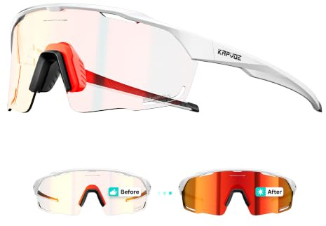 KAPVOE Farbige Selbsttönende Fahrradbrille UV400 Herren Damen K91