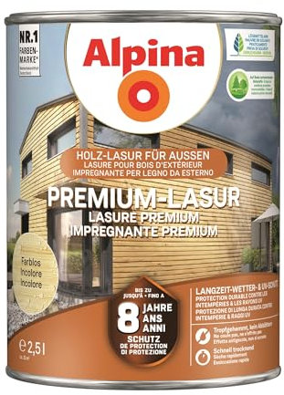 Alpina Premium-Lasur Farblos 2,5 Liter seidenmatt