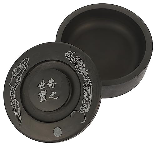 HOODANCOS Chinesische Kalligraphie Inkstone Mit Deckel Sumi Inkwell Für Kalligraphie Und Zeichnen Langlebige Tintenplatte Praktische Und Tragbare Tintenhalterschale